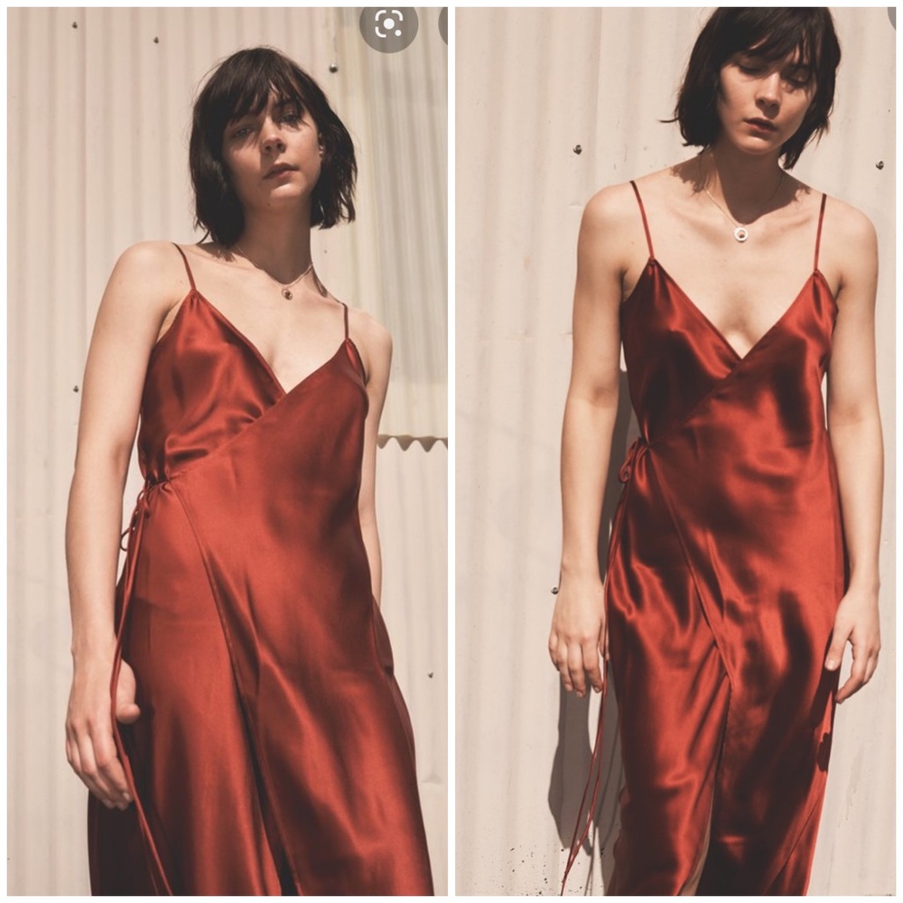 Ginia Red Silk Dress